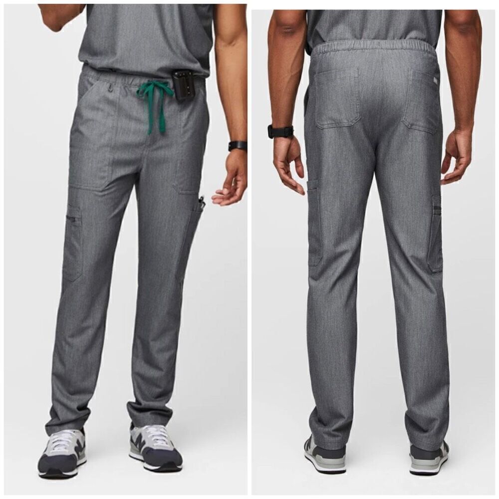 Figs Cairo Men’s Grey & Green Drawstring Cargo Scrub Pants Size XXL